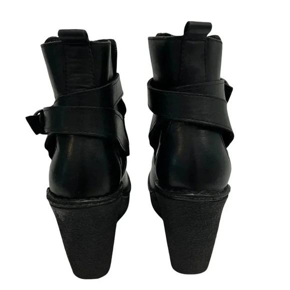 Pierre Hardy Leather Platform Wedge Boots Size 36 Black Ankle Booties Chunky 6US - Picture 4 of 9